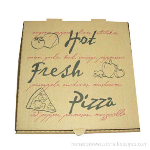 Corrugated Pizza Box, Made of Brown Kraft Paper and E-Flute, Customized Size and Design are Availab
